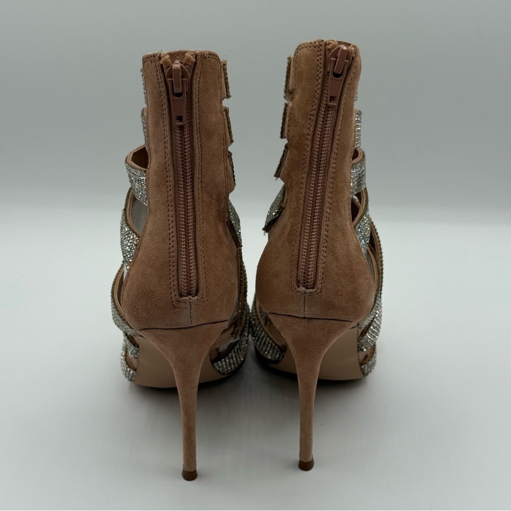 Steve Madden Malika Nude Rhinestone Strappy Heels Open Toe Sandals Size 6.5 US - Picture 4 of 12